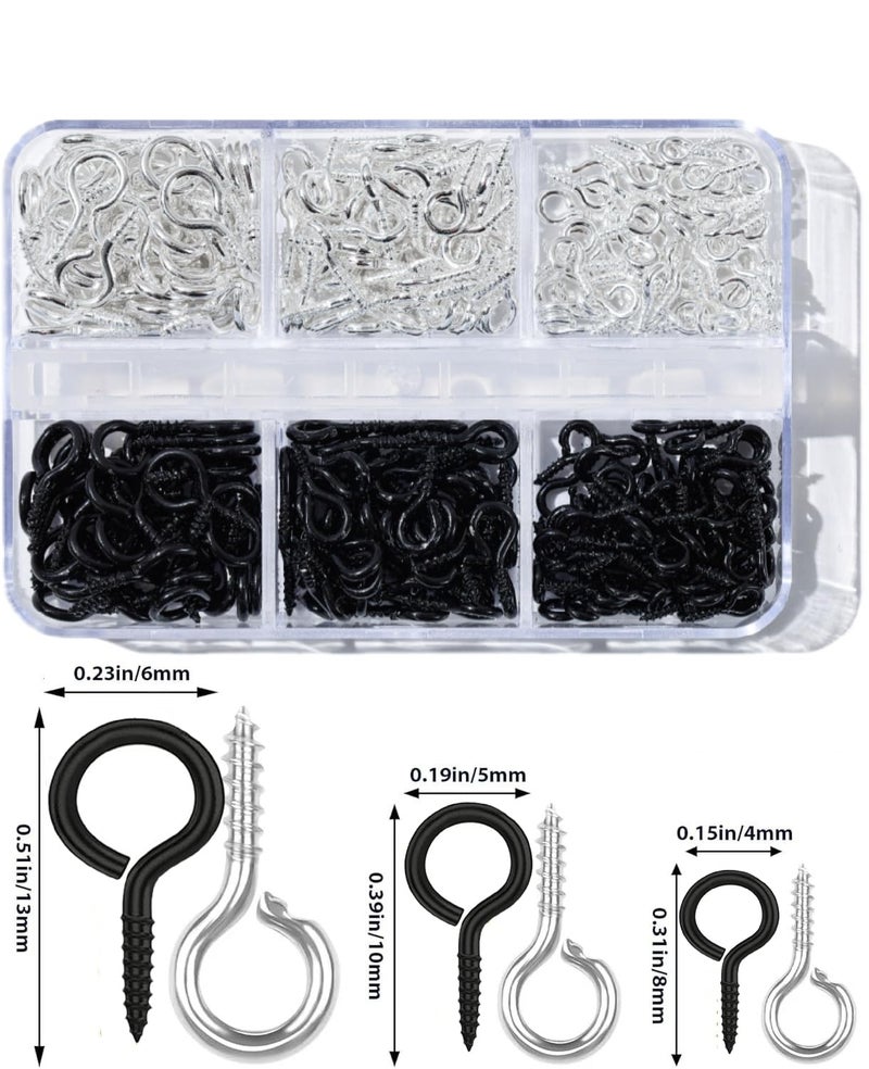 Vesslam 300pcs Small Screw Pins Eye Pins Pendants for Jewelry Making & DIY Crafts, Mini Eye Screws for Art Projects & Bead Charms, Tiny Eye Hooks for Crafts (Silver &Black, 3 Sizes) - Image 4